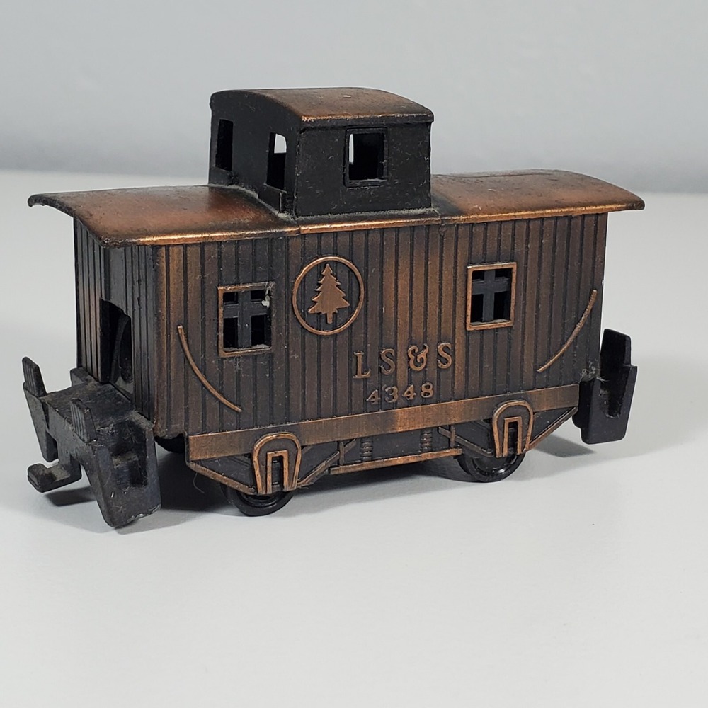 Vintage Diecast Train Caboose Pencil Sharpener Metal Railroad Brown LS S 4348